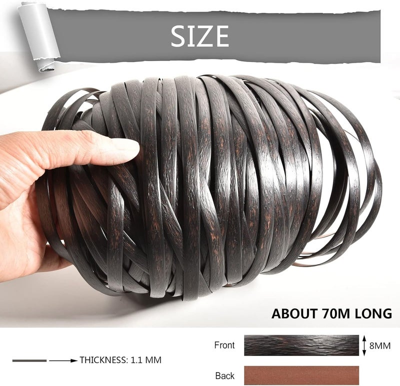 Eagle's Wicker Repair Kit, 230Ft/70m Synthetic Rattan Repair Material Waterproof Flat Ribbon for Garden Patio Furniture and Rattan Chair Sofa Basket(8mm W x1.1mm THK), Deep Relief Black,628# - Image 3